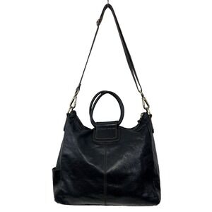 Hobo The Original Sheila Black Leather Bag Satchel Hoop Handles Shoulder Strap